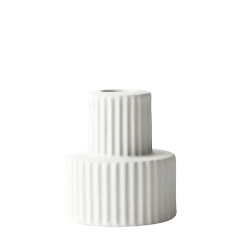 White Ribbed Candle Holder