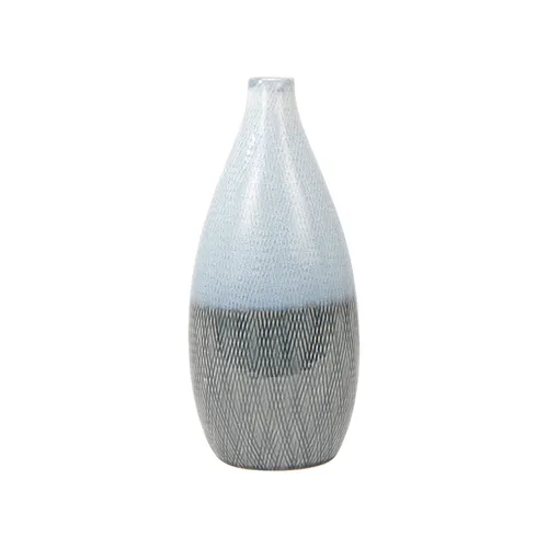Ceramic blue navy teardrop vase med