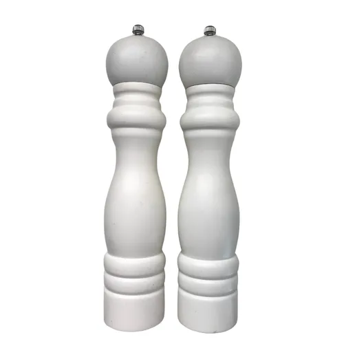 White Wood Salt & Pepper Grinder Set 2