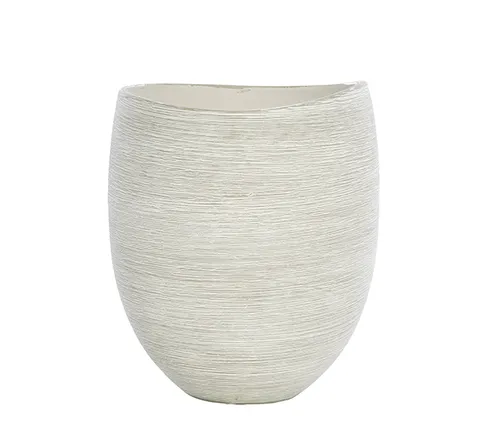 Ceramic etched grey vase small