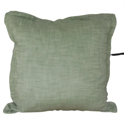 Green stonewash linen poly cushion