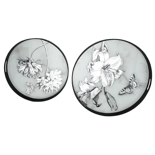 Tray Black / Silver Butterfly set 2 artwork