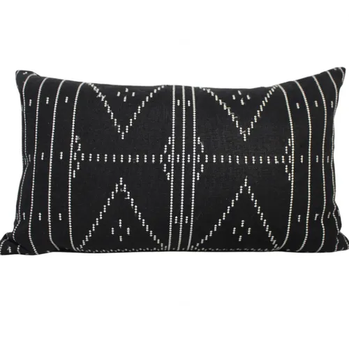 Black with white stitching feather cushion