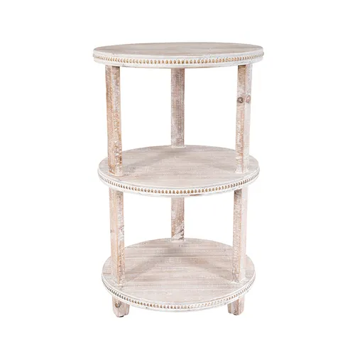 Timber wash triple shelf round table