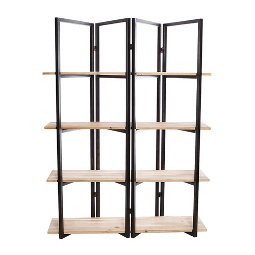 Iron and timber trifold triple shelf