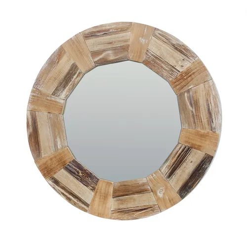 Whitewash driftwood round mirror 80cm