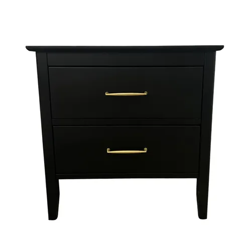 Black with Gold Handles Bedside Table