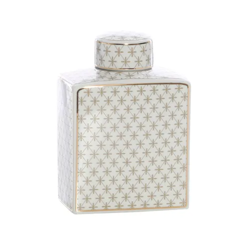 Crisscross rect ginger jar gold trim sml