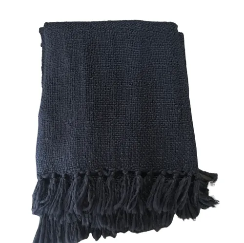 Navy woven throw