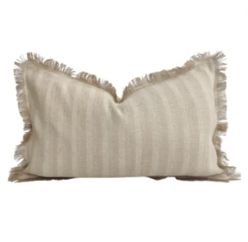 Sand stripe french linen with fringe feather lumber 