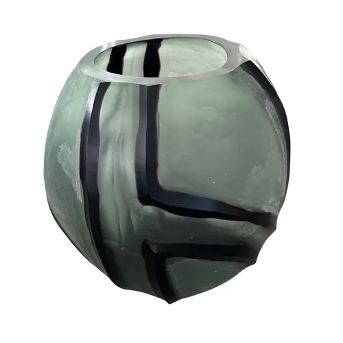 Green Glass Black Stripe Vase