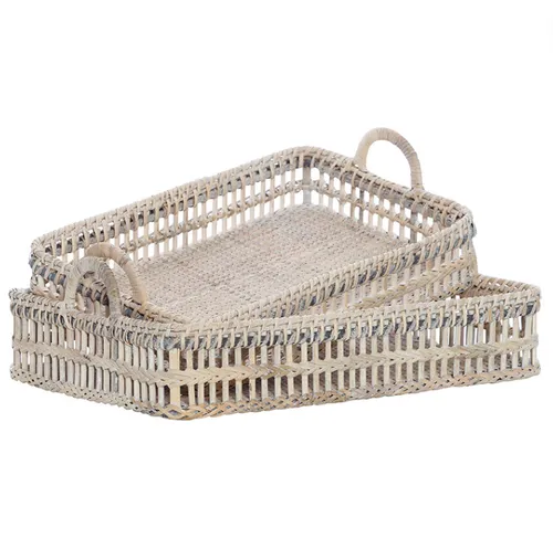 Light Pink Cane Rectangle Tray 