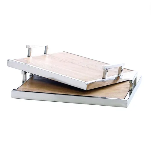 Metal and Mango Wood Square Tray