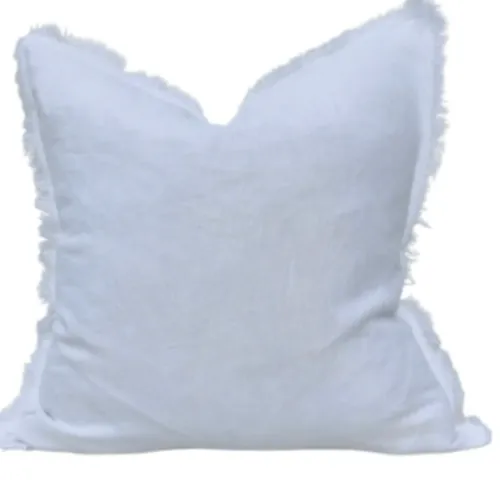 White linen with frill feather cushion