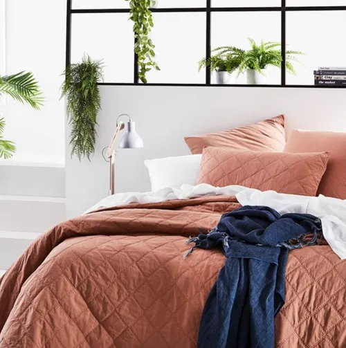 Salmon Stonewash Coverlet Bedding Set