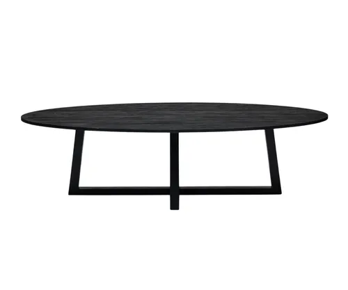 Black Wooden Dining Table Oval