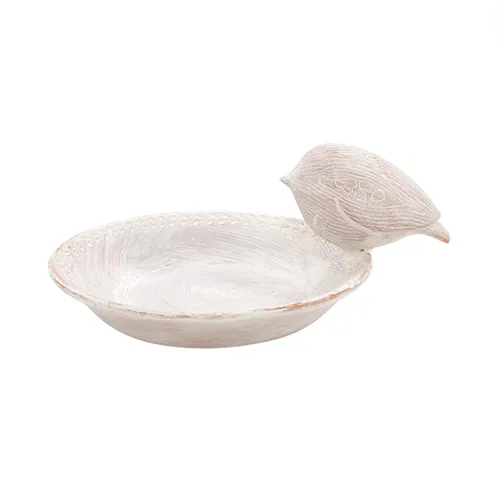 Pink Wooden Bird On Bowl