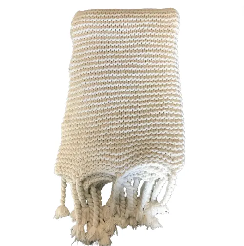 Cream knitted XL throw