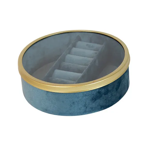 Velvet blue round jewel box