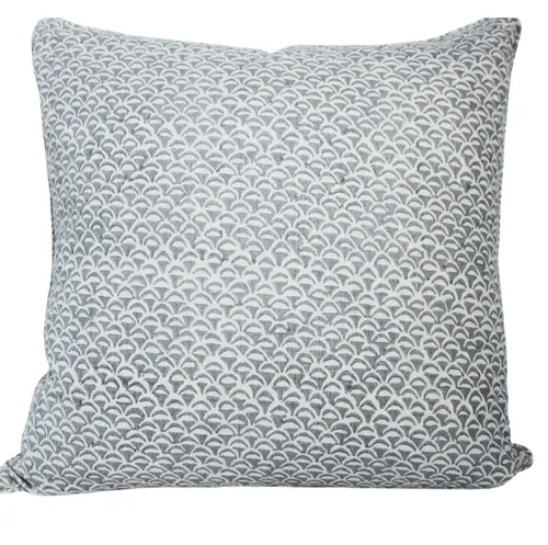 Walter blue cone block print feather cushion