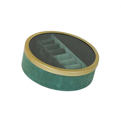 Velvet green round jewel box