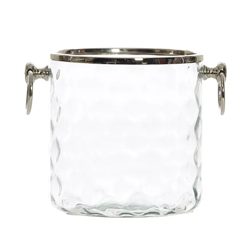 Glass nickel edge ice bucket