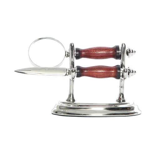 Silver Wood Magnifier Opener Set