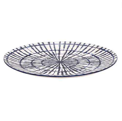 Ceramic Blue /White Stripe Oval Platter