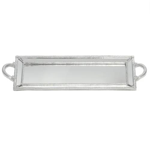 Silver Edge Resin Mirror Tray