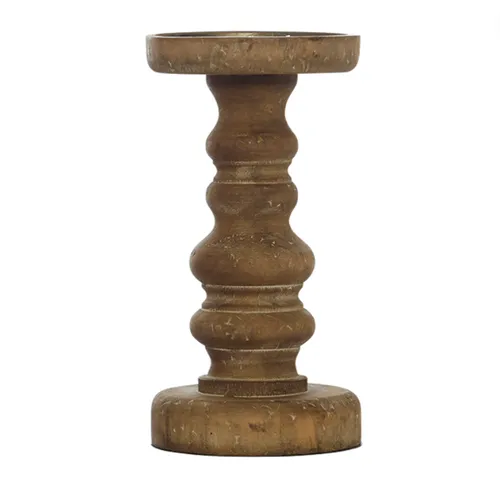 Dark Brown Timber Candle Holder Tall