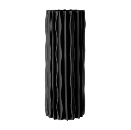 Ceramic Black Ribbed Vase Large