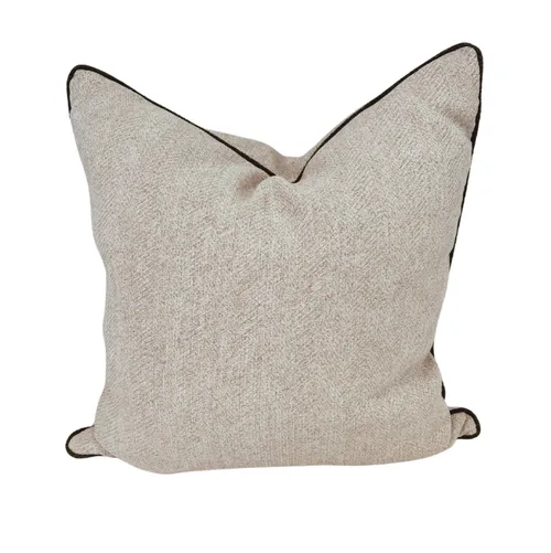 Natural with green Piping Cushion