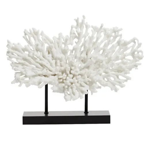 White Coral on Black Stand Small