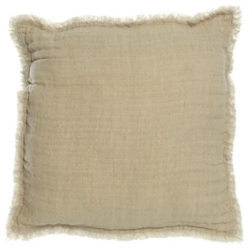 Sand linen natural fringe poly large cushion