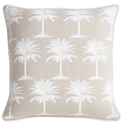 Sand white palm tree feather cushion