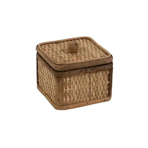 Rattan lidded box square small