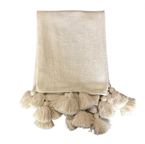 Cream Tassel throw