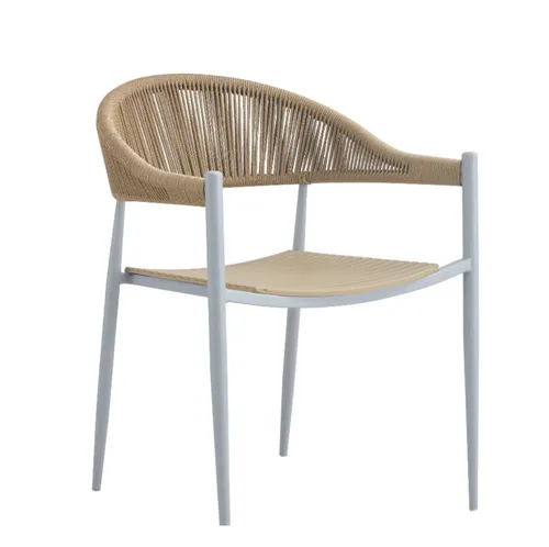 Beige & White Outdoor Dining Chair