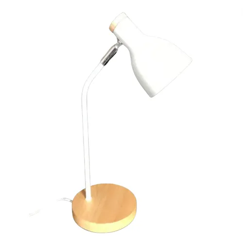 Desk lamp white with wood base