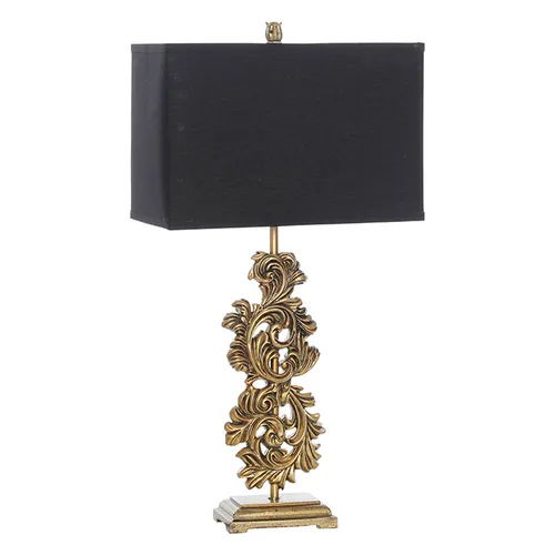 Resin gold filagree blk shade lamp