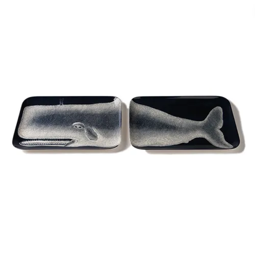Whale melamine Navy/grey Platter Set 2