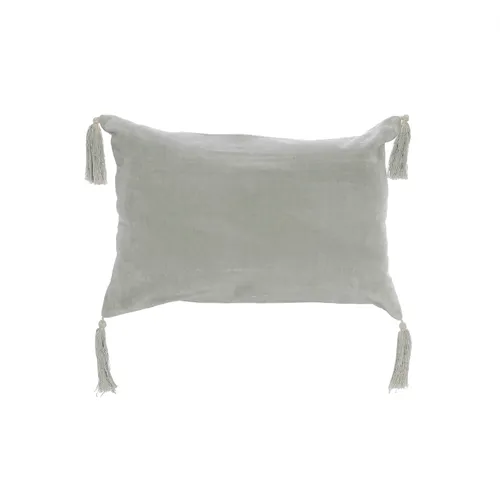 Grey Velvet tassel poly lumber cushion small