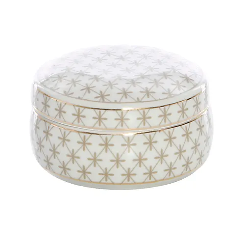 Ceramic white gold trinket box round