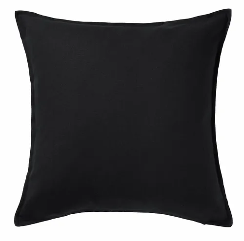 Black cotton plain feather cushion