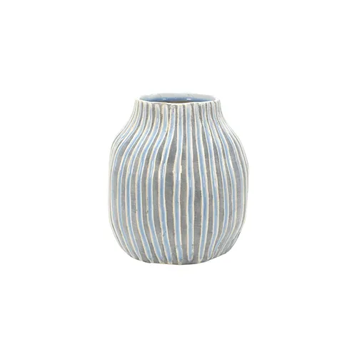 Ceramic blue grey stripe vase small