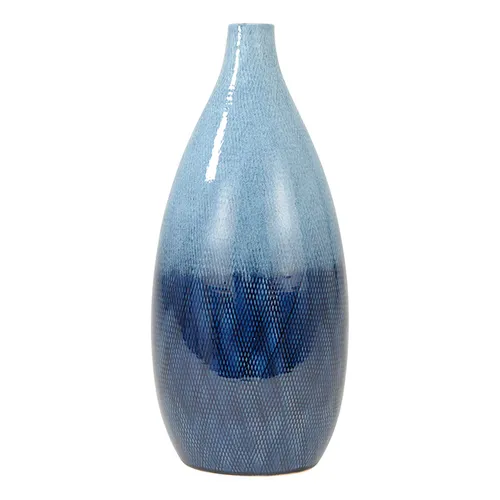 Ceramic blue navy teardrop vase large