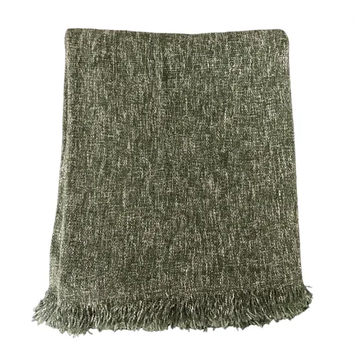 Green fleck fringe throw
