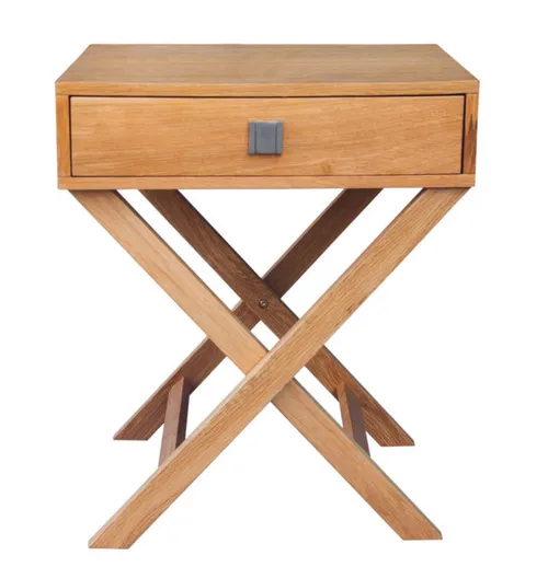 Cross leg natural bedside table