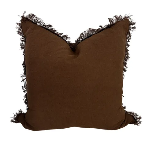 Brown Fringe Cushion