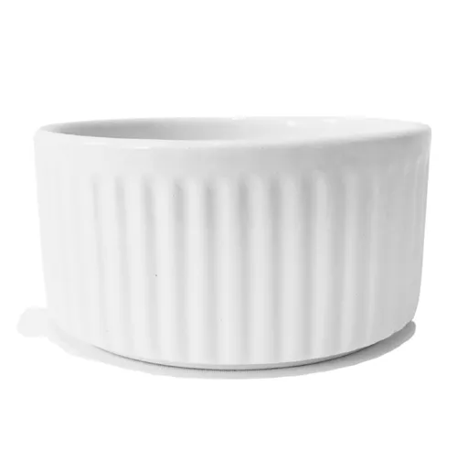 Ceramic white bowl round rib side
